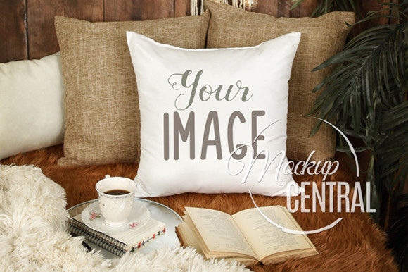 Download Rustic Square Bedroom Mockup Pillow - Bedroom mockup Collection